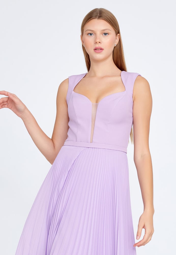 Sleeveless Midi Chiffon Column Regular Cocktail Dress JNM21-147