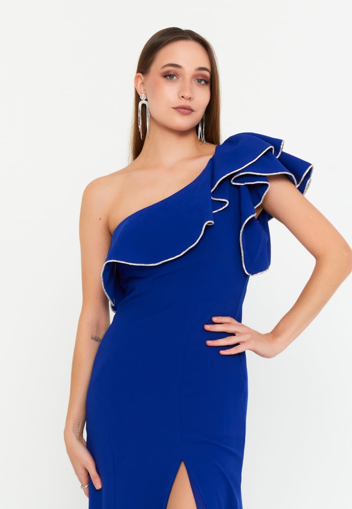 One Shoulder Maxi Viscose Mermaid Regular Wedding Guest Dress MSP77351