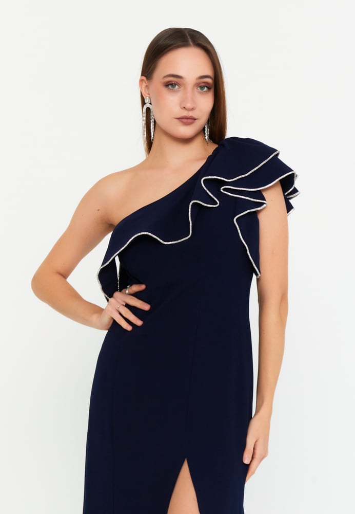 One Shoulder Maxi Viscose Mermaid Regular Wedding Guest Dress MSP77351