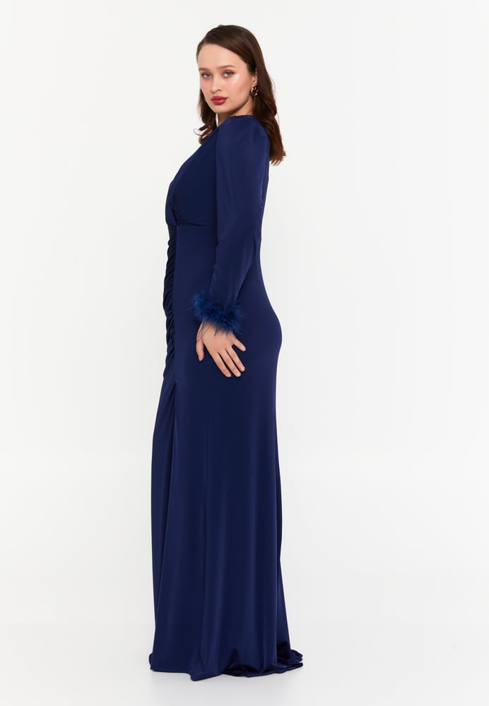 Long Sleeve Maxi Lycra Mermaid Plus Size Evening Dress MSP77317