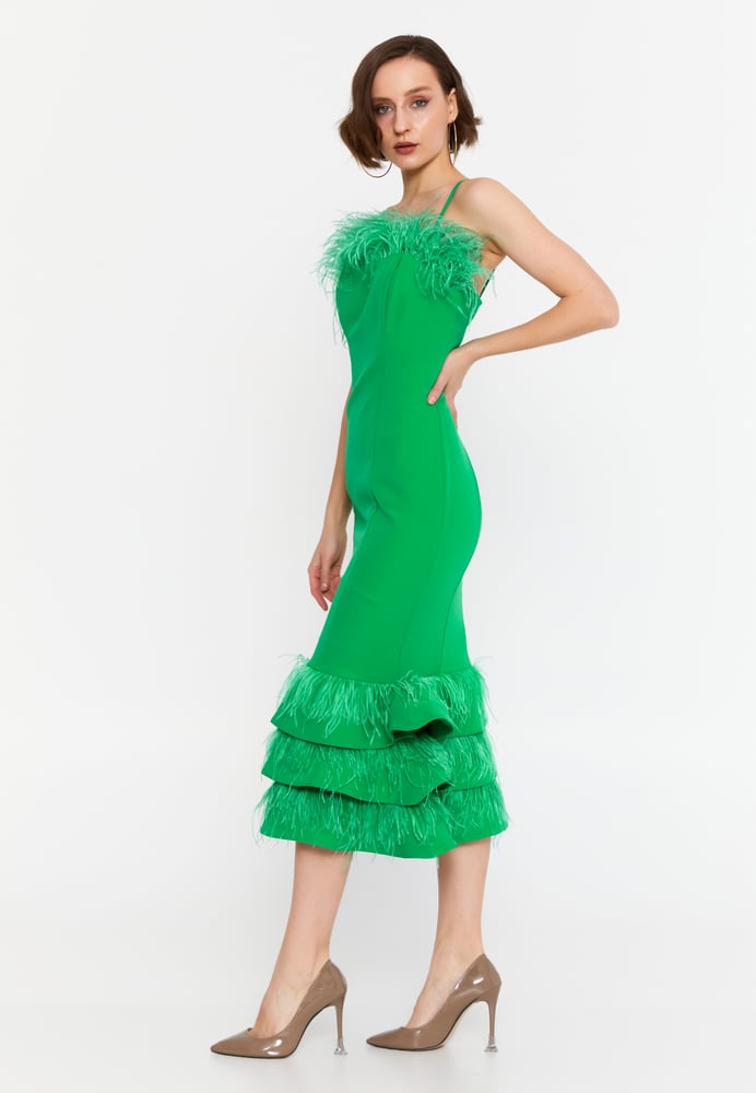 Sleeveless Midi Viscose Column Regular Evening Dress MSP77248
