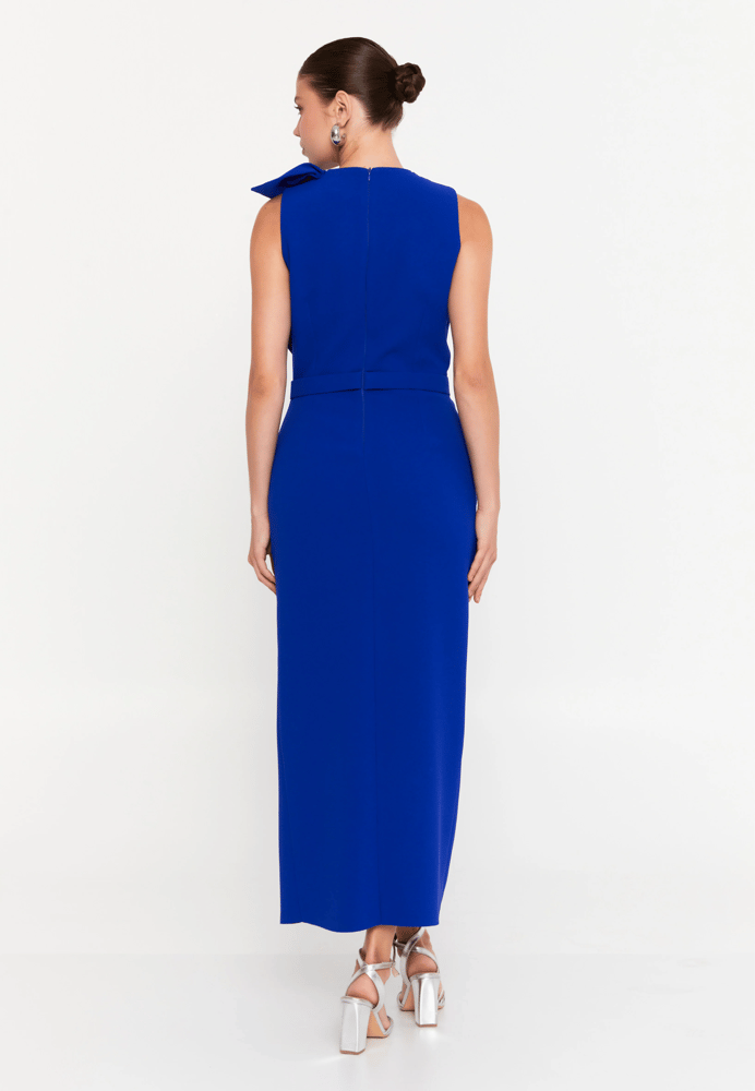 Sleeveless Midi Viscose Column Regular Evening Dress REN6367