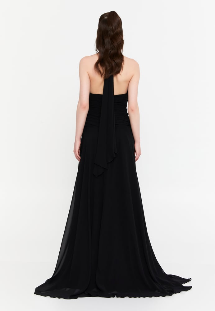 Sleeveless Maxi Chiffon Column Regular Wedding Guest Dress ALN1914