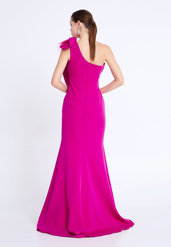 One Shoulder Maxi Viscose Mermaid Regular Wedding Guest Dress ALN1892