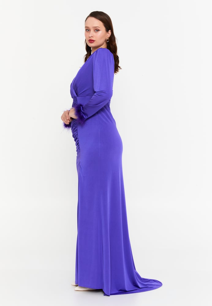 Long Sleeve Maxi Lycra Mermaid Plus Size Evening Dress MSP77317