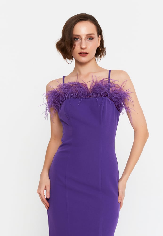 Sleeveless Midi Viscose Column Regular Evening Dress MSP77248