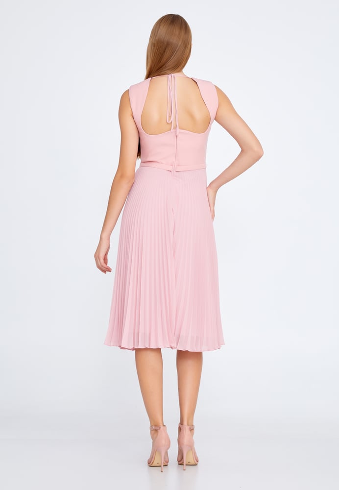 Sleeveless Midi Chiffon Column Regular Cocktail Dress JNM21-147