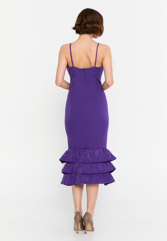 Sleeveless Midi Viscose Column Regular Evening Dress MSP77248