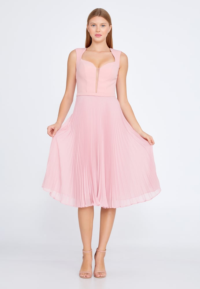 Sleeveless Midi Chiffon Column Regular Cocktail Dress JNM21-147