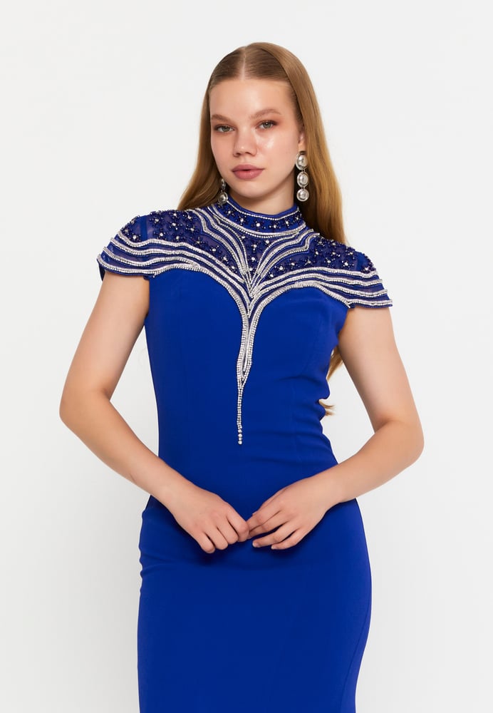 Short Sleeve Maxi Viscose Mermaid Regular Wedding Guest Dress  SEE10585