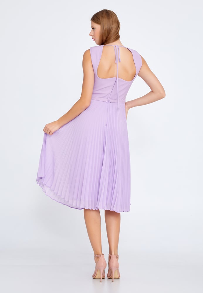 Sleeveless Midi Chiffon Column Regular Cocktail Dress JNM21-147