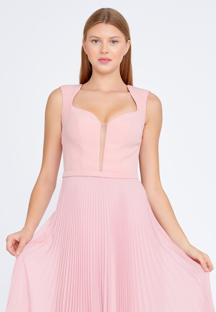 Sleeveless Midi Chiffon Column Regular Cocktail Dress JNM21-147