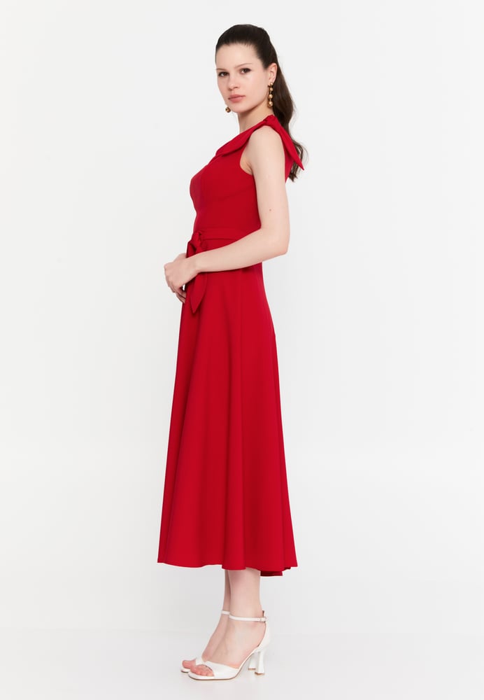 Sleeveless Midi Viscose Column Regular Evening Dress ALN1899