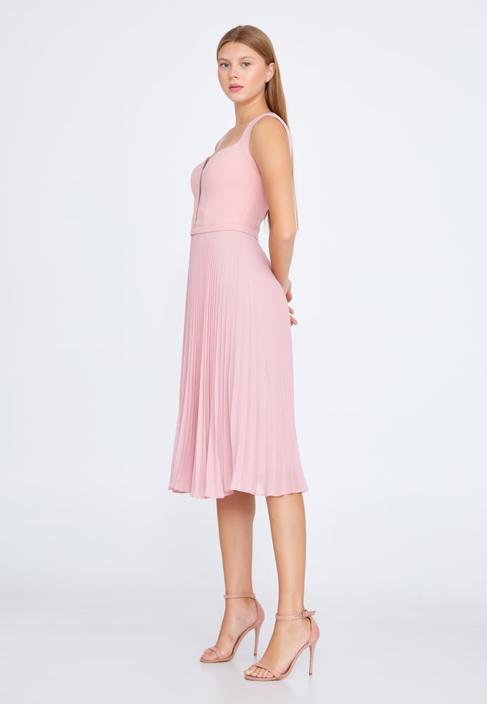 Sleeveless Midi Chiffon Column Regular Cocktail Dress JNM21-147