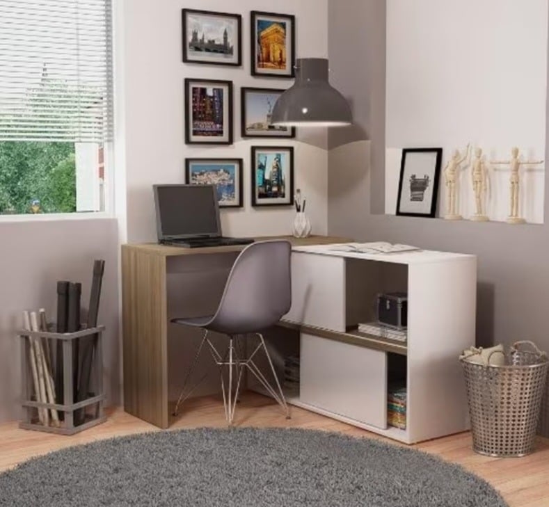 Modern office with adjustable side cabinets