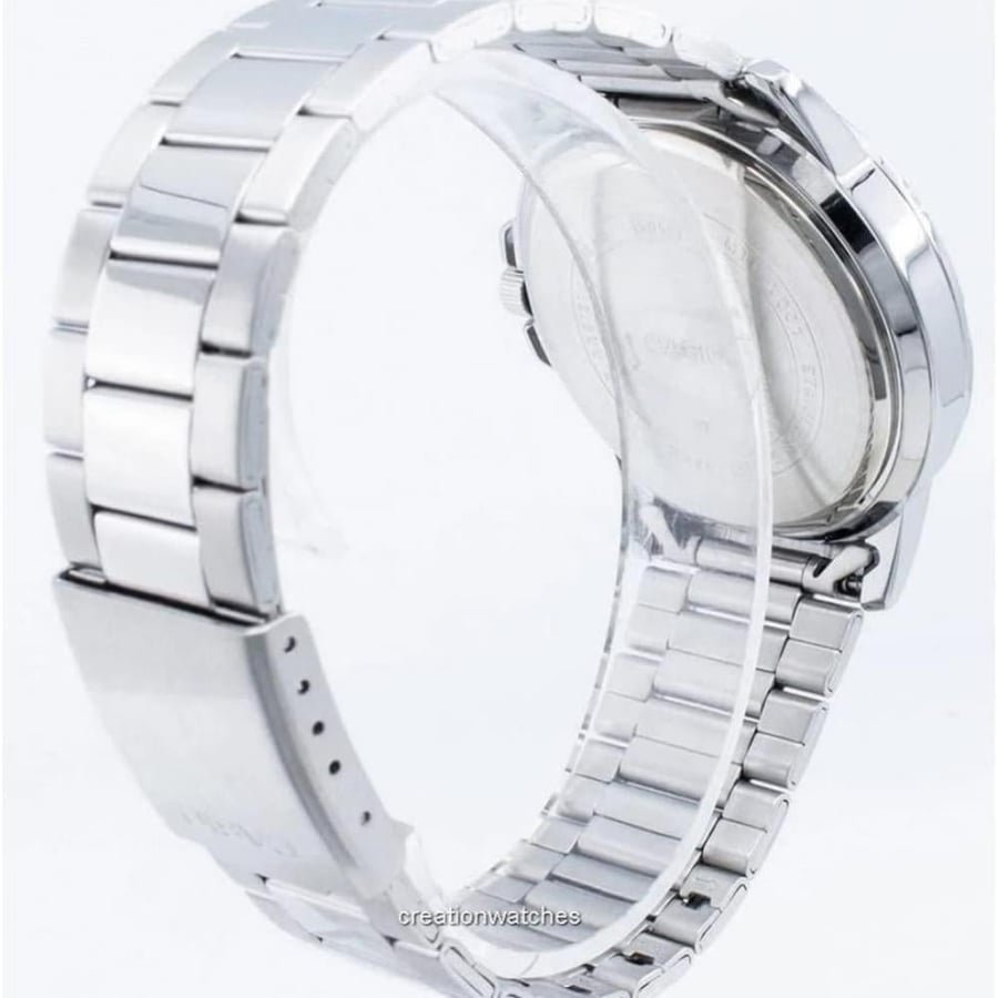Men's Stainless Steel Wrist Watch — Black Dial with Date Display