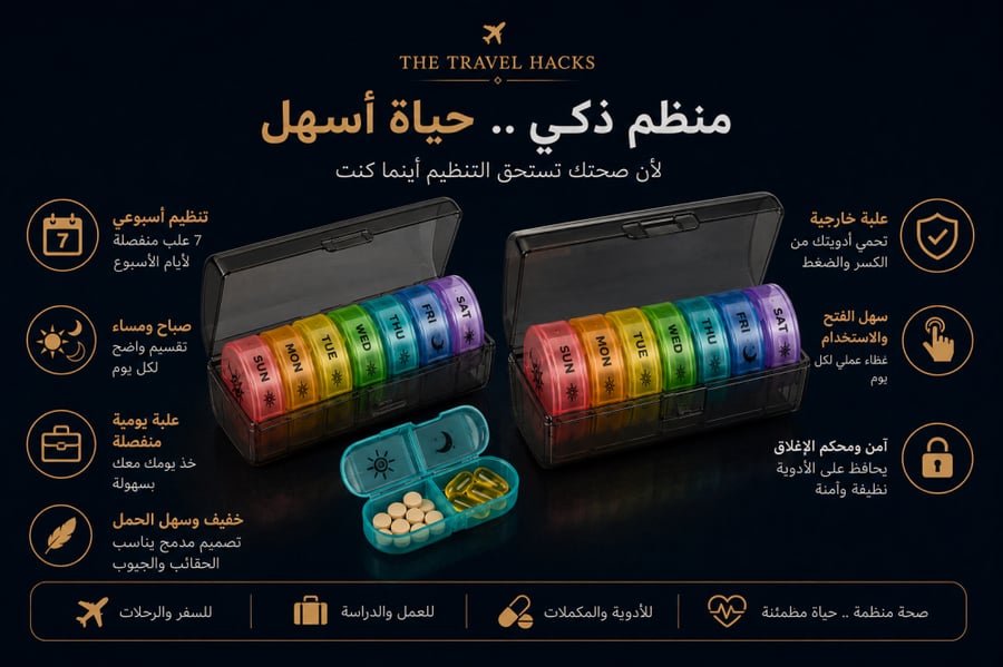 منظم الأدوية الأسبوعي للسفر