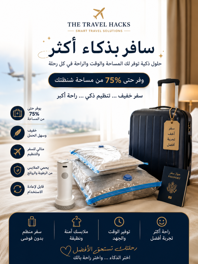 أكياس توفير المساحة للسفر - و جهاز تفريغ الهواء الكهربائي