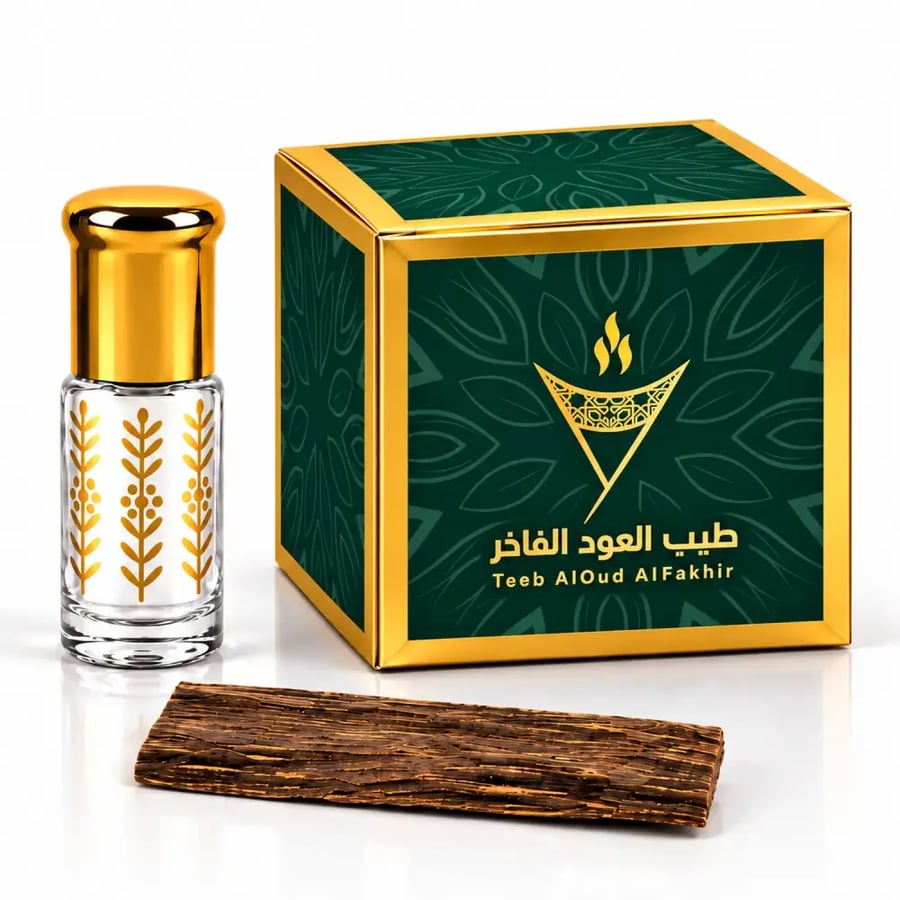 لون بوكس توزيعات العود والمسك بتفاصيل ذهبية