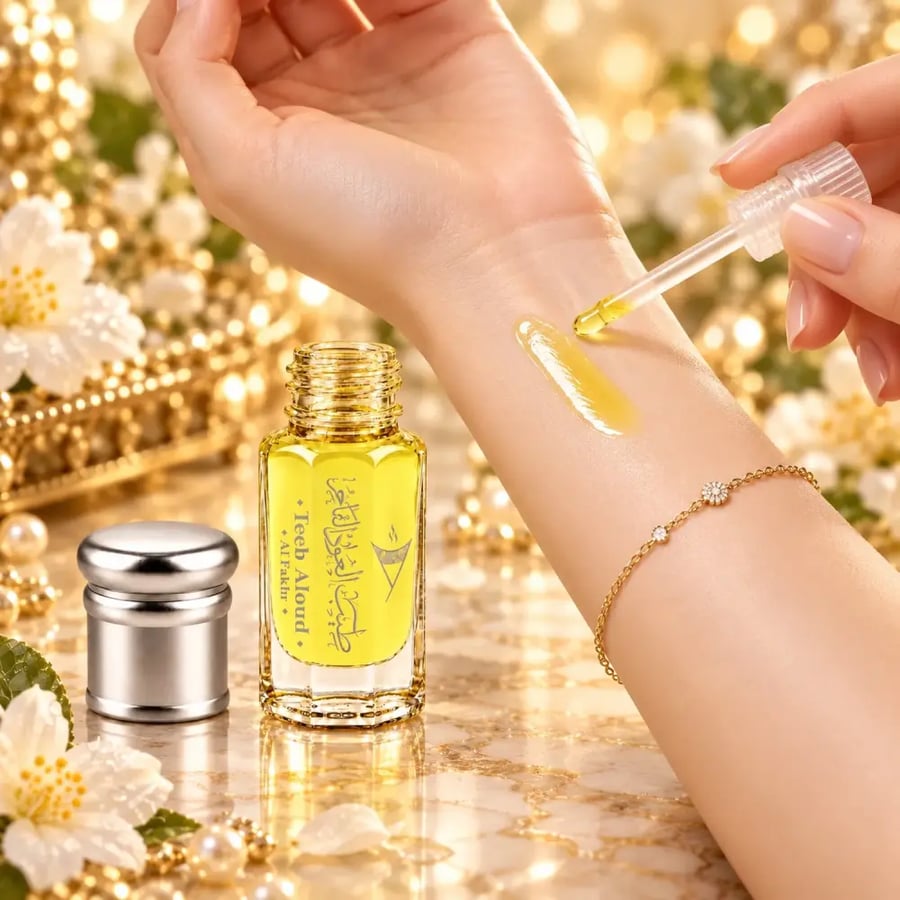 مسك سنشوال الفاخر من طيب العود مع تطبيق راق على البشرة وأثر عطري ناعم