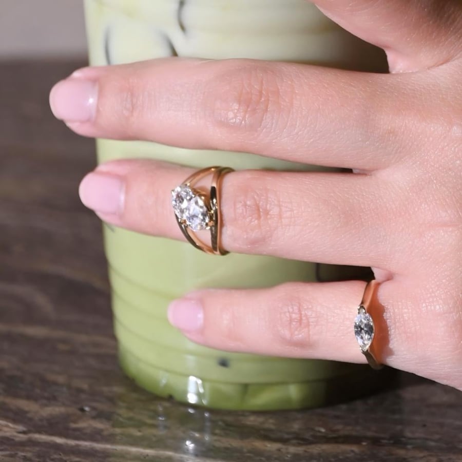 Pinky Rings Double Pear Cut - قطعتين دبل بير بنكي