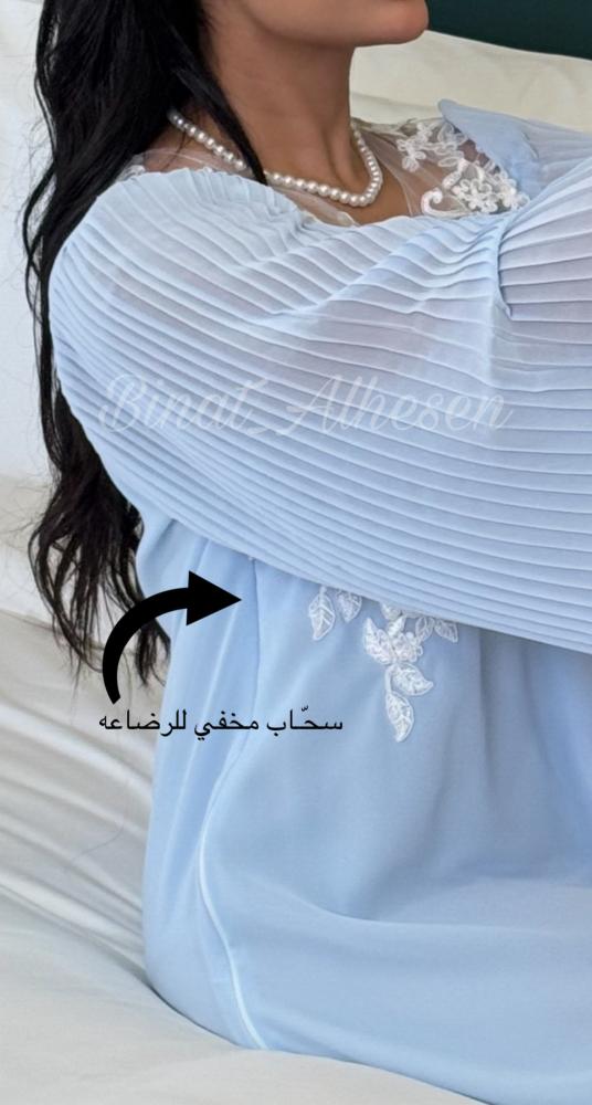 NF01 فستان إستقبال نفاس تطريز ودانتيل فرنسي