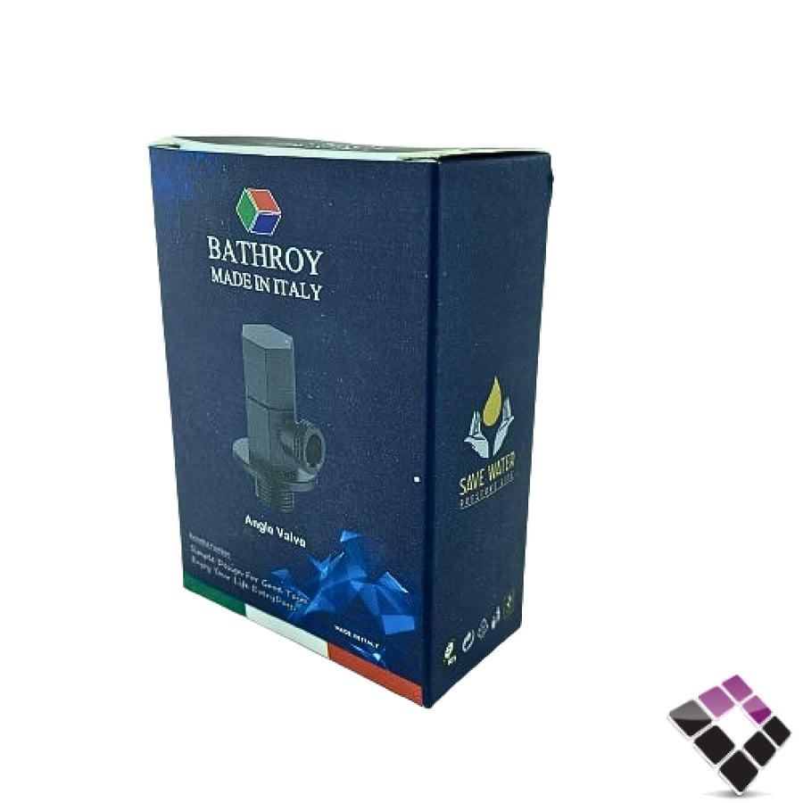 محبس زاوية BATHROY ايطالي مسكة سداسية لون أسود رقم BI-530B مقاس 1/2"