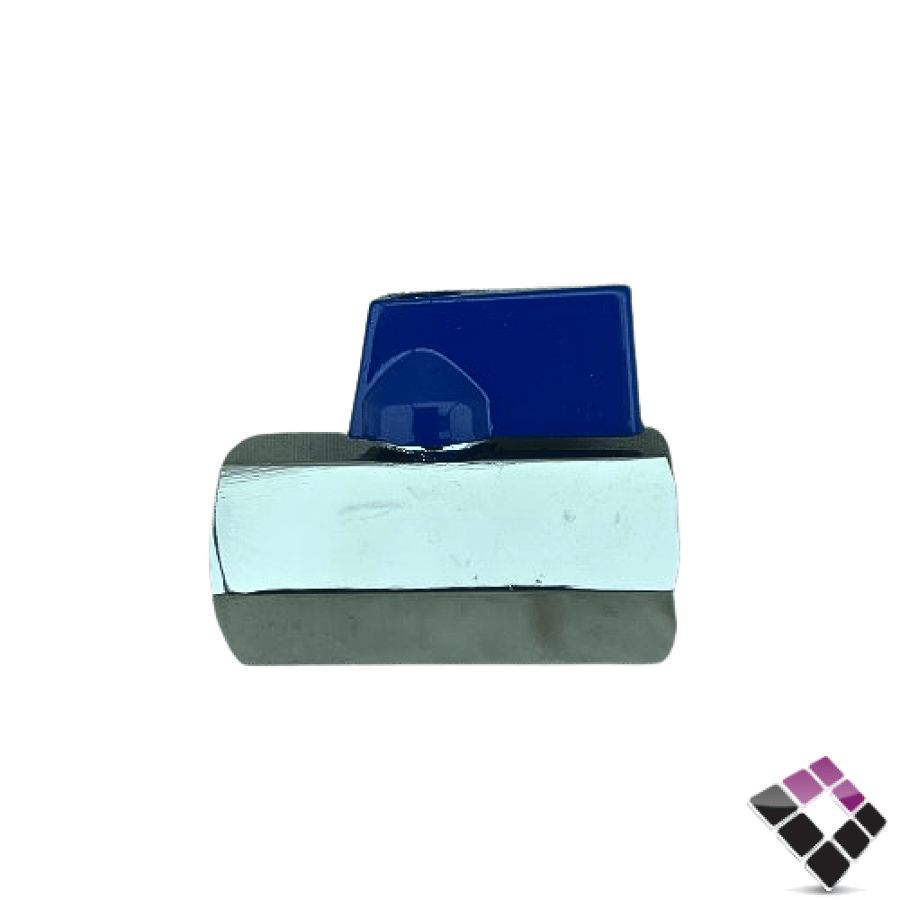 Faucet, internal size, chrome, plastic handle, blue, short, ORISA, Chinese, 1/2", model 30074