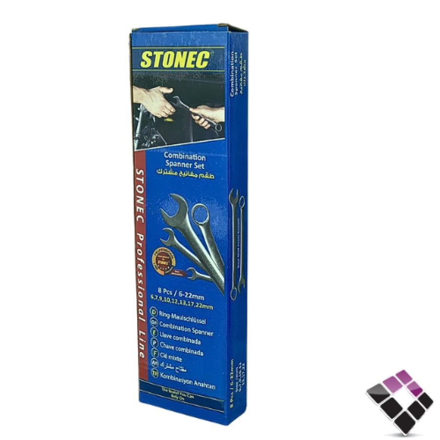 طقم مفاتيح مشترك عادي + مختوم كروم ستونيك STONEC شنطة قماش 8 قطع 263-33