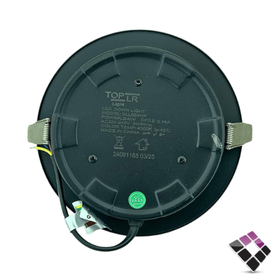 كشاف داخلي LED مانع توهج TOPLR بنل مثلج SMD إضاءة 4000K كريمي جرم خارجي أسود كامل مقاس 5"×24W