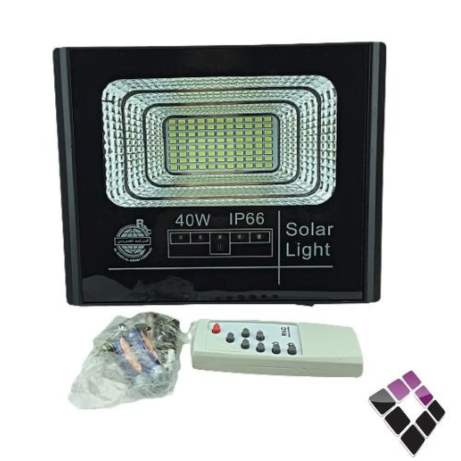 كشاف كوبس خارجي LED على الطاقة الشمسية AL RAED AL ARABI الرائد مع ريموت إضاءة أبيض 40W رقم RAC2102