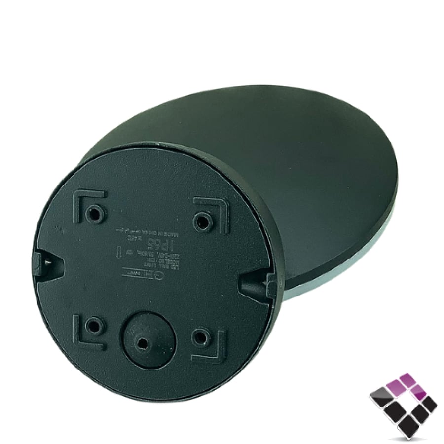 كشاف سور LED خارجي HAINZO جرم المنيوم لون أسود وتر بروف موديل مدور مائل إضاءة أصفر 12W DF8013