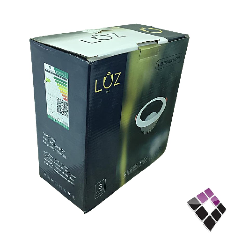 كشاف LED اسبوت داخلي مانع توهج ضاءة 4000K كريمي 8"×20سم LUZ صيني شريحة SMD ثابت 30W رقم C104