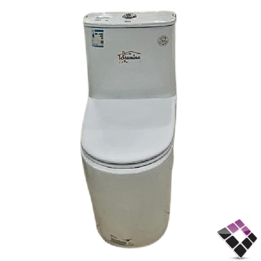 كرسى أفرنجى أرضي STAMINA صينى بيضاوي حجم صغير لون أبيض نظام تطريف مطور تورنيدو + غطاء فايبر UF هيدروليك 25CM رقم 8267