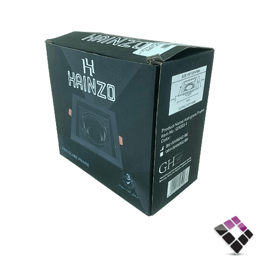 Hazard spot single preventing glow square recessed HAINZO full black size inside 9CM outside 13CM model GH003-1 without bulb