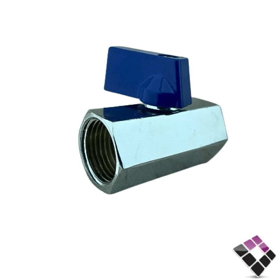 Faucet, internal size, chrome, plastic handle, blue, short, ORISA, Chinese, 1/2", model 30074