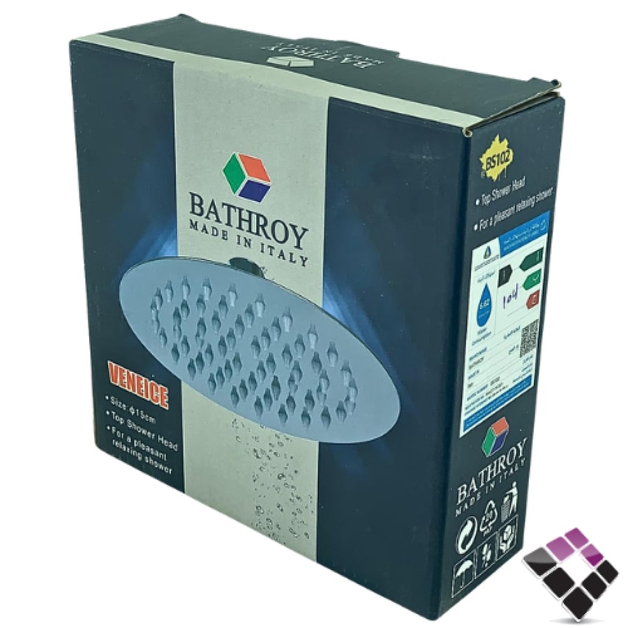 طاسة دش مطري BATHROY ايطالي مدورة لون اسود VENEICE مقاس 15CM رقم BS102