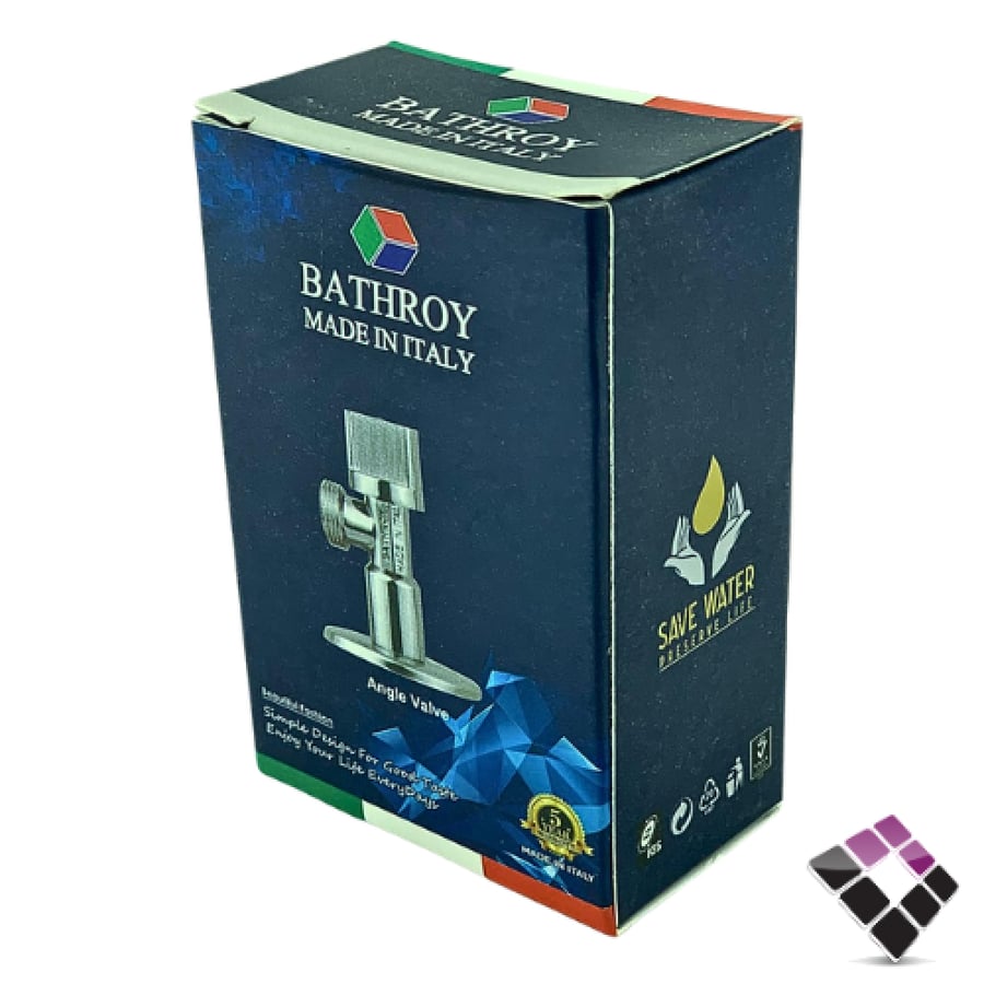 محبس زاوية BATHROY ايطالي مديل اركو لون كروم 1/2" رقم BI-575