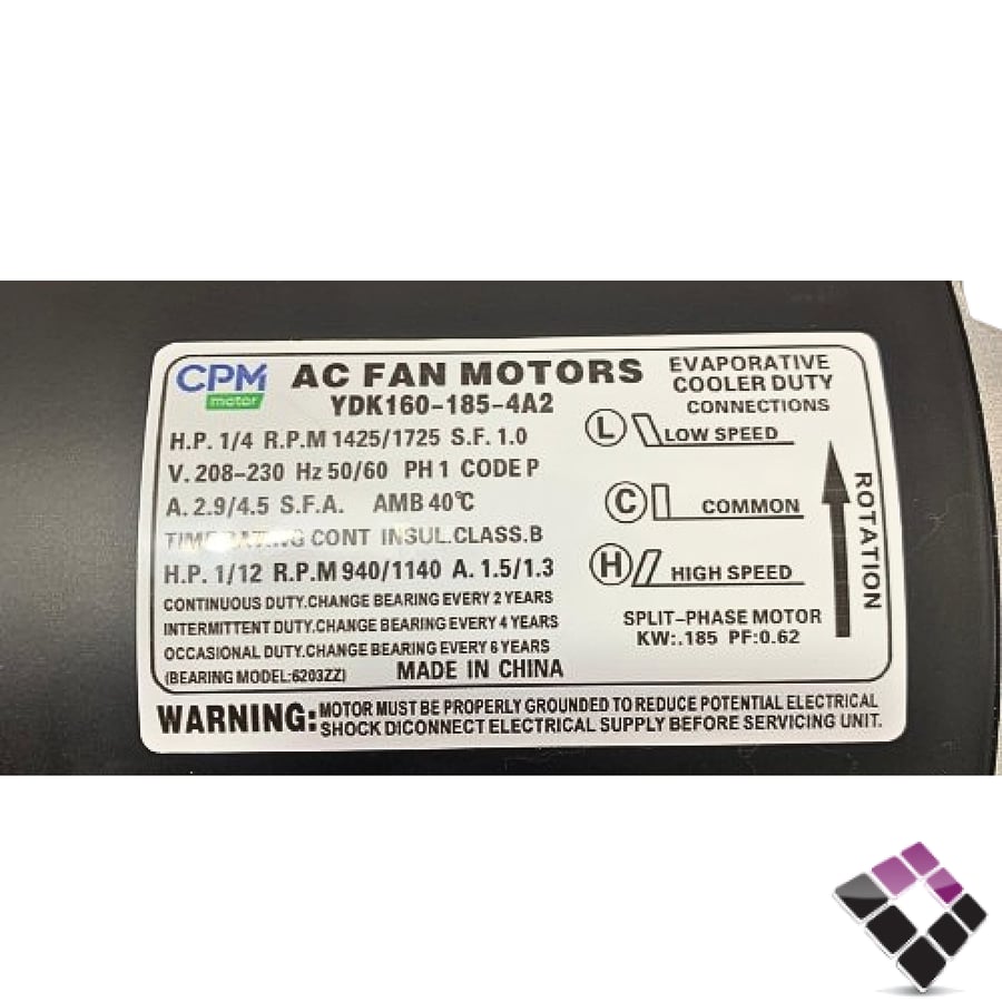 ماطور مكيف صحراوى CPM صينى 1/4 حصان رقم YDK160-185
