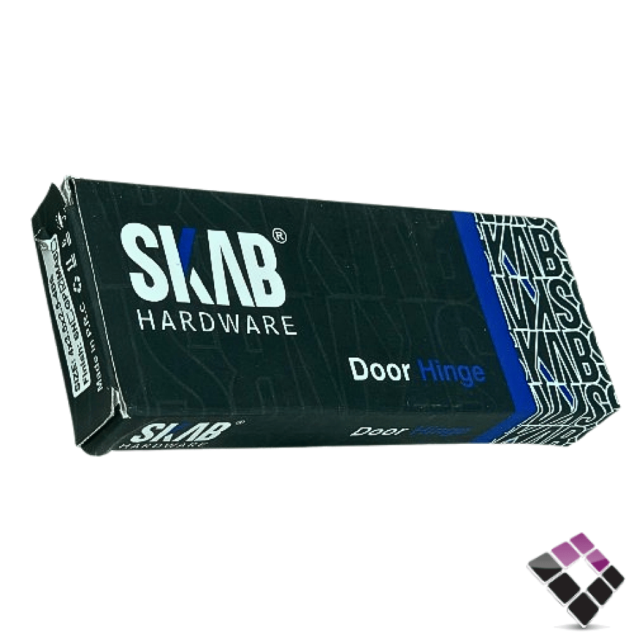 مفصلات باب خشب برمان سكاب SKAB صيني لون فضي 4 برغي سماكة 3MM مقاس 3.5"×4" رقم FHP/SN