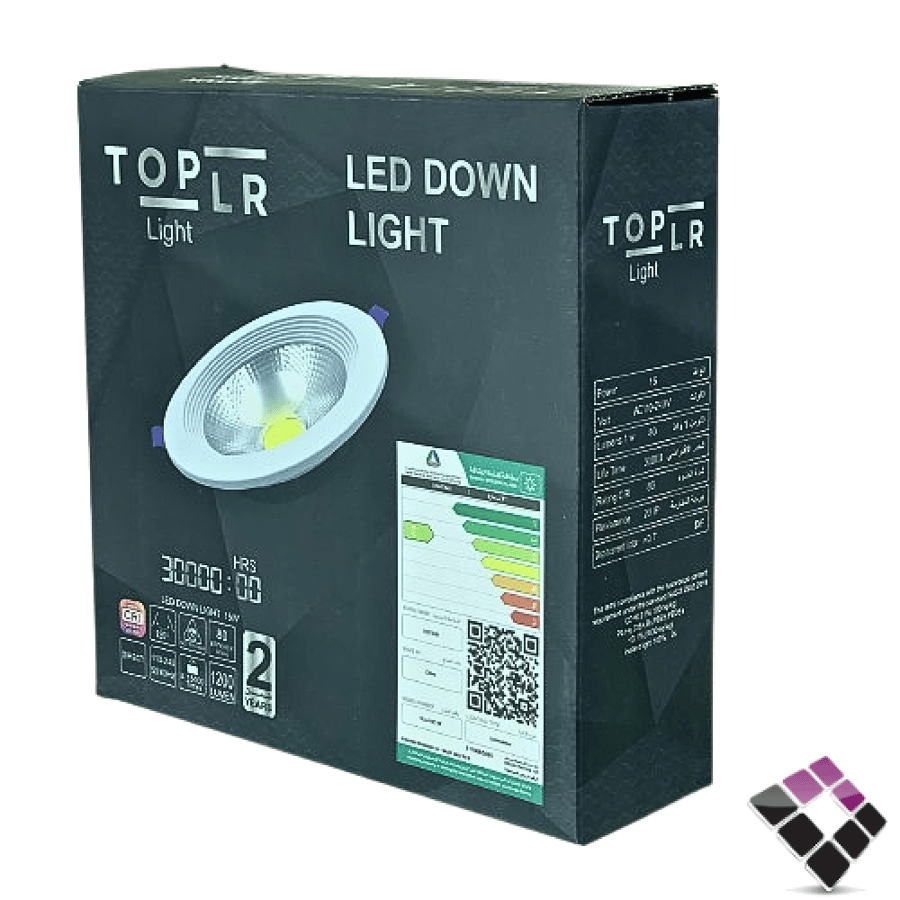 LED spotlight interior 5"× 14 cm TOPLR model COB 3000K yellow white beam 15W number