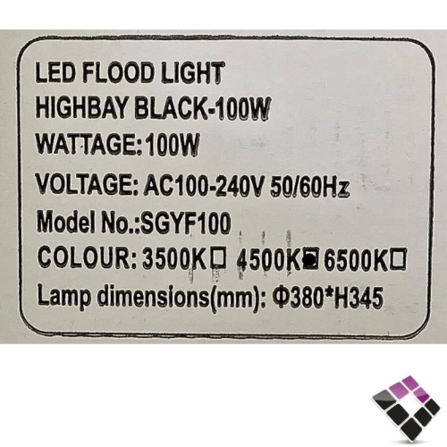 كشاف LED هنجر هاي بي TOPLR شريحة SMD بروجكترإضاءة 4000K كريمي لومن 12000LM سطوع عالي 100W