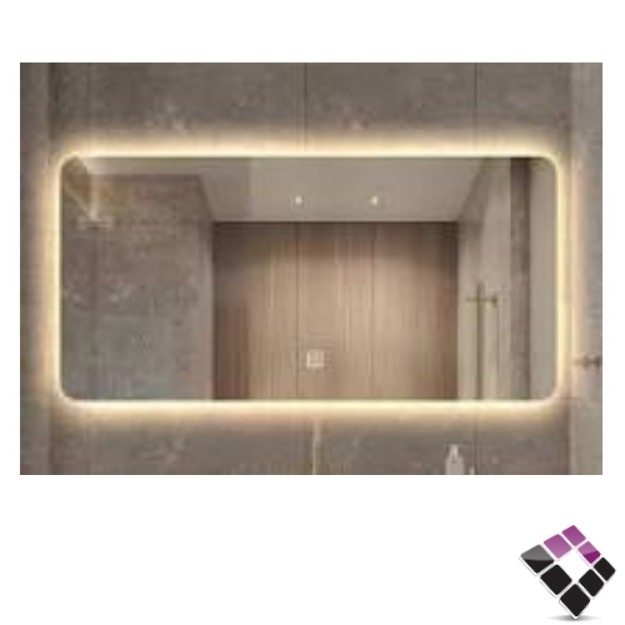 Orient standard wall-mounted porcelain marble sink with white color, gray veins, built-in with lower shelf 100CM + LED lighting mirror.