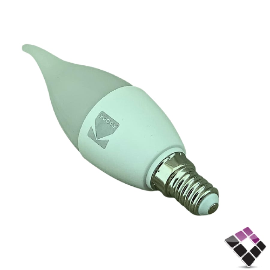 LED date palm bulb, frosted, curved, model candle, KODAK, Chinese, size E14, 7W, white, 6500K, number KC-SMD-07-6500