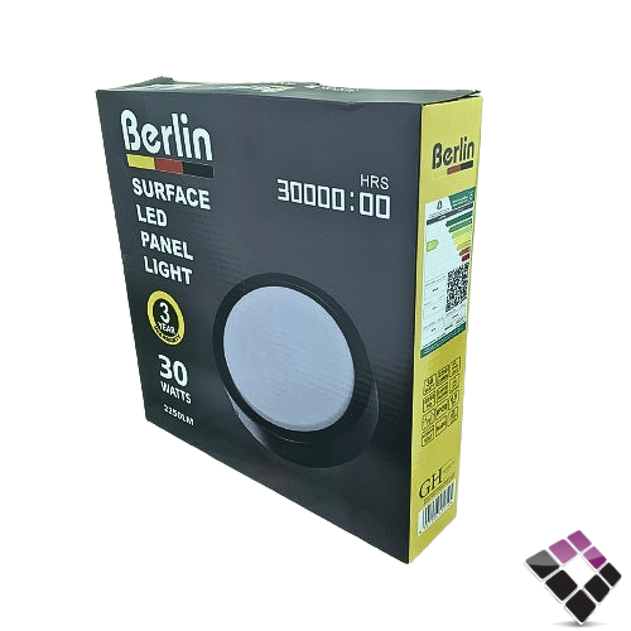 كشاف خارجي LED لطش SMD بنل جرم أسود إضاءة 6500k أبيض Berlin برلين 20 سم 8"×30W