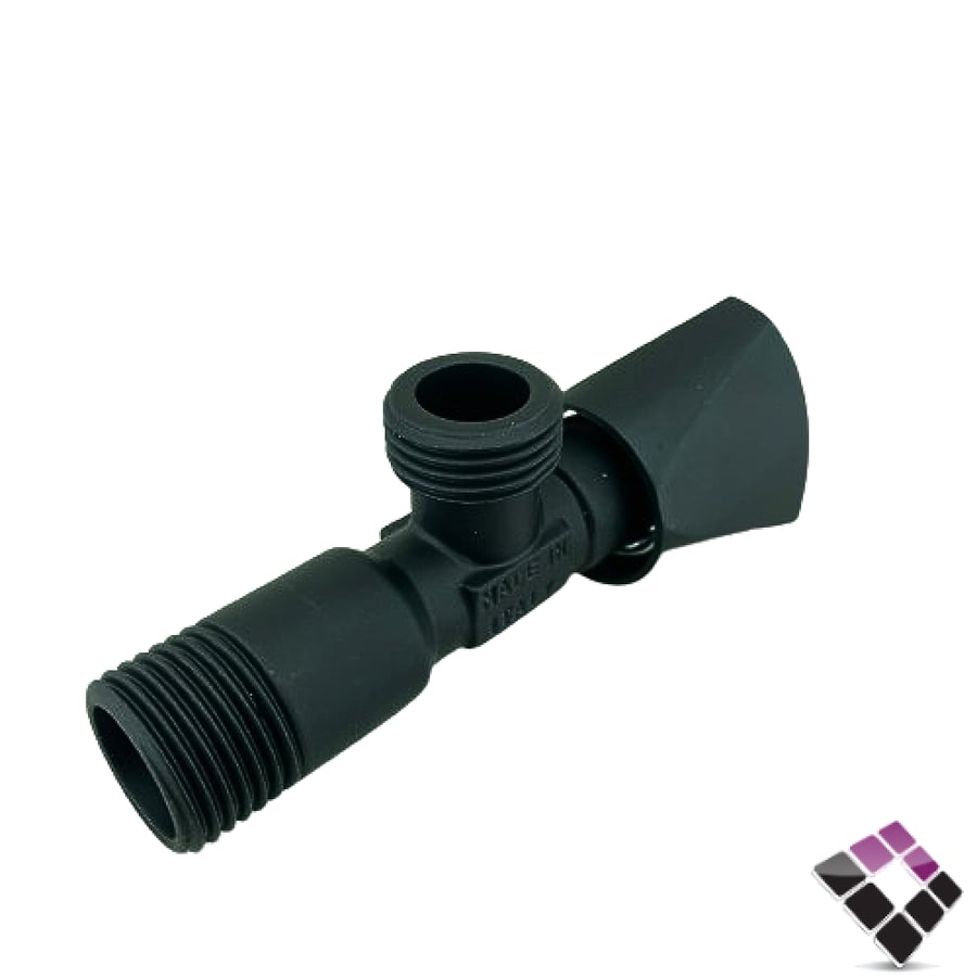 محبس زاوية BATHROY ايطالي طويل مديل قروهي مسكة مثلثة لون أسود رقم BI-540B مقاس 1/2"