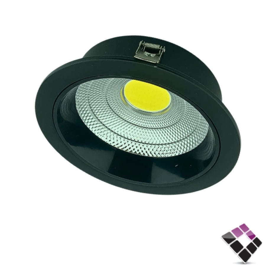 كشاف داخلي LED مانع توهج S1 عدسة COB إضاءة 4000K كريمي جرم أسود كامل مقاس 5"×20W