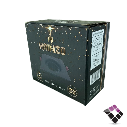 جرم سبوت مفرد مانع توهج المنيوم مربع HAINZO جرم خارجي عريض لون أسود لماع مقاس 3" رقم GH6021-1SQ بدون لمبة