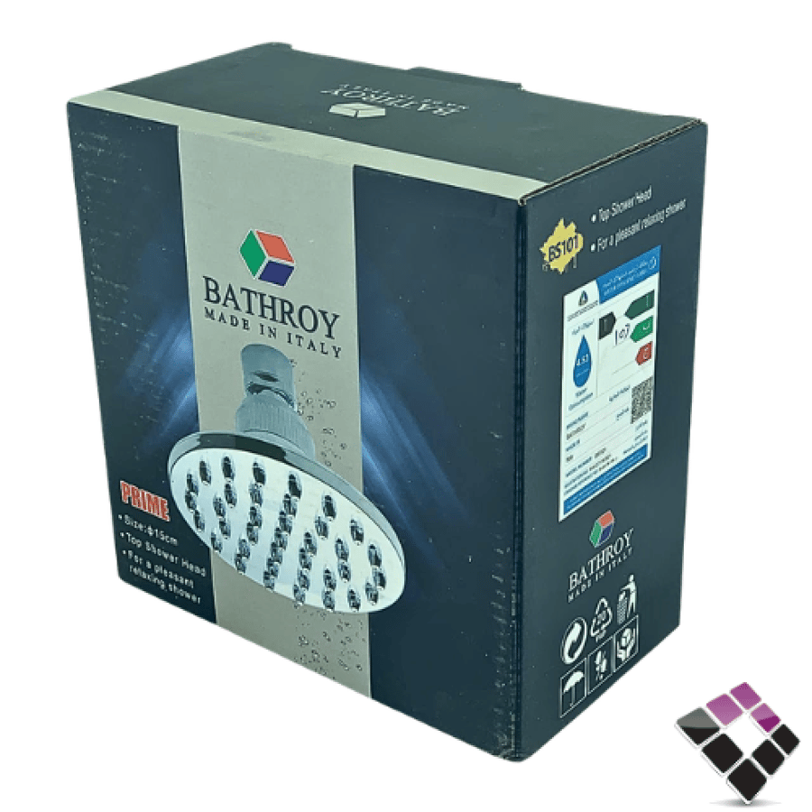 طاسة دش مطري BATHROY ايطالي مدور لون كروم PRIME مقاس 15CM رقم BS101