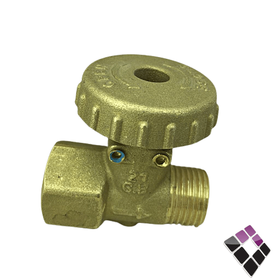FOKER Italian original brass gas valve, external year, right, 1/2"